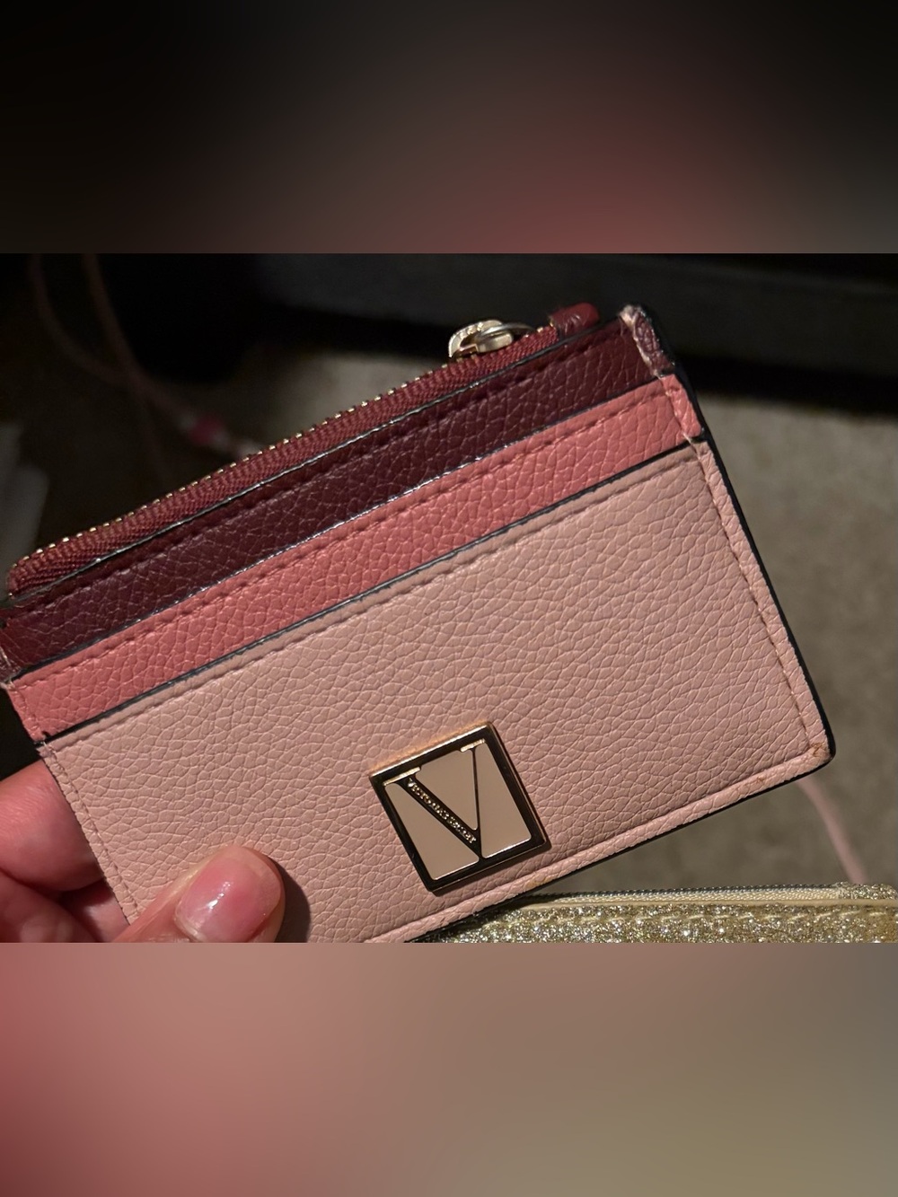 Victoria's Secret Pink Multi-Tone Leather Card Case Wallet